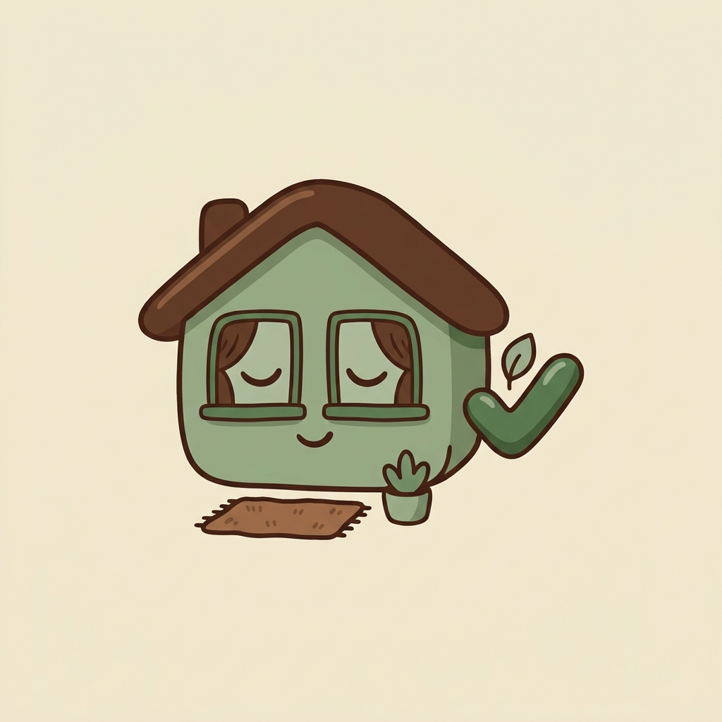 A calm cottage character at ease, home watched over