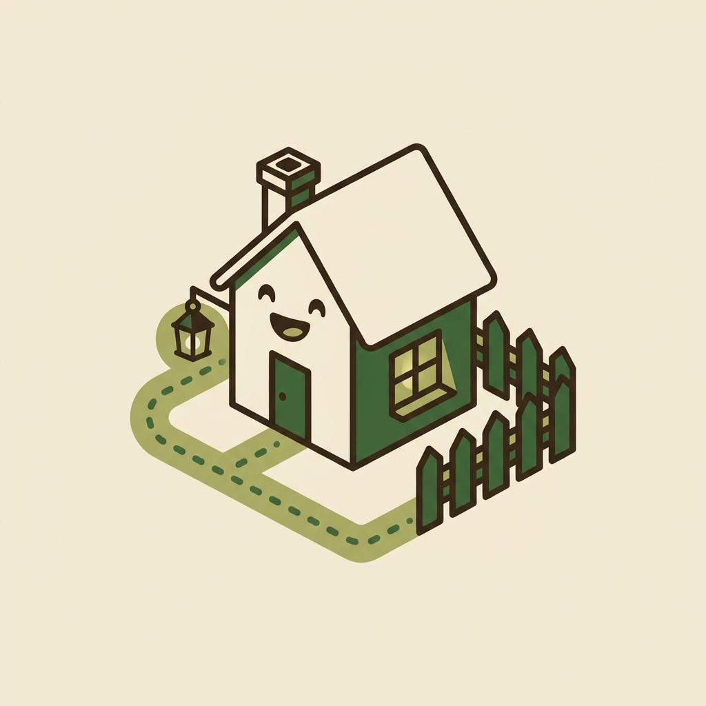 Cartoon house with a patrol path around its perimeter